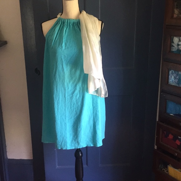 Blue Summer Dress with bow tie - Picture 2 of 5